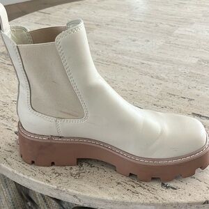 Dolce Vita Cream Ankle Boots with Modern Chunky Sole